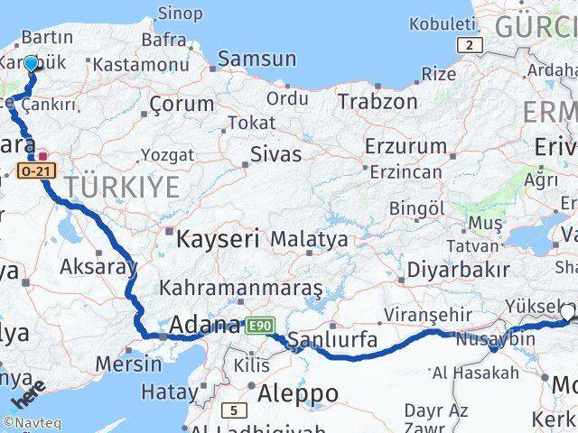 Karabük Çukurca Hakkari Arası Kaç Km - Yol Haritası