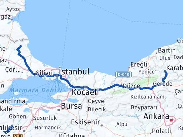 Karabük Demirköy Kırklareli Arası Kaç Km - Yol Haritası