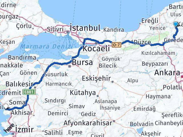 Karabük Dikili İzmir Arası Kaç Km - Yol Haritası