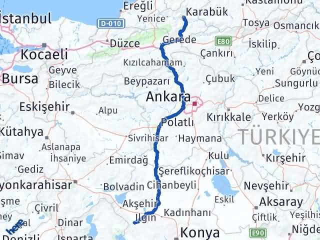 Karabük Doğanhisar Konya Arası Kaç Km - Yol Haritası