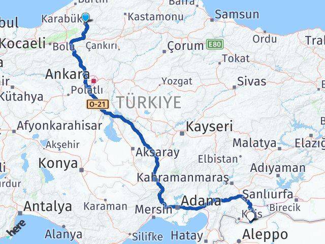 Karabük Elbeyli Kilis Arası Kaç Km - Yol Haritası