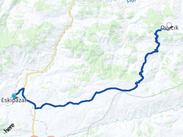 Karabük Eskipazar Ovacık Arası Kaç Km - Yol Haritası