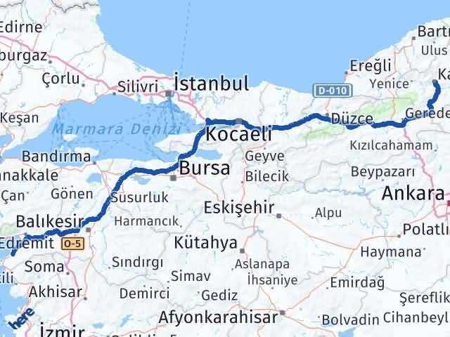 Karabük Gömeç Balıkesir Arası Kaç Km - Yol Haritası