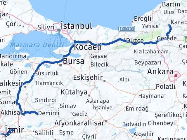 Karabük Gördes Manisa Arası Kaç Km - Yol Haritası