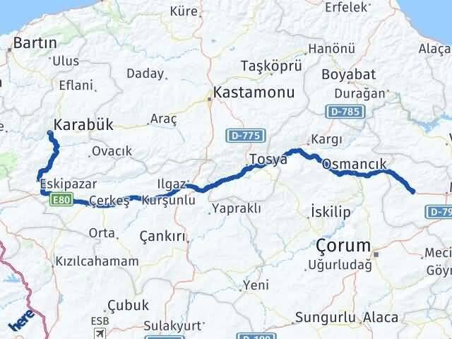 Karabük Gümüşhacıköy Amasya Arası Kaç Km - Yol Haritası