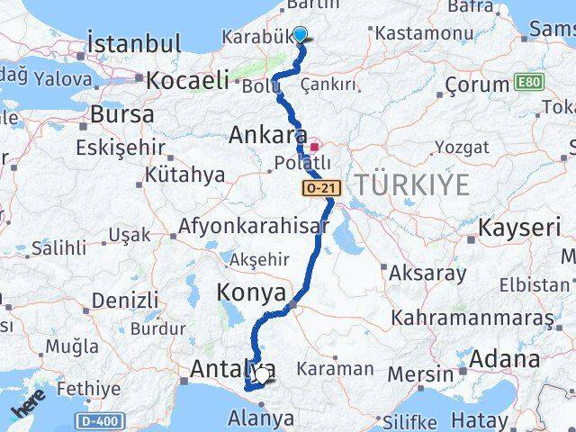 Karabük Gündoğmuş Antalya Arası Kaç Km - Yol Haritası