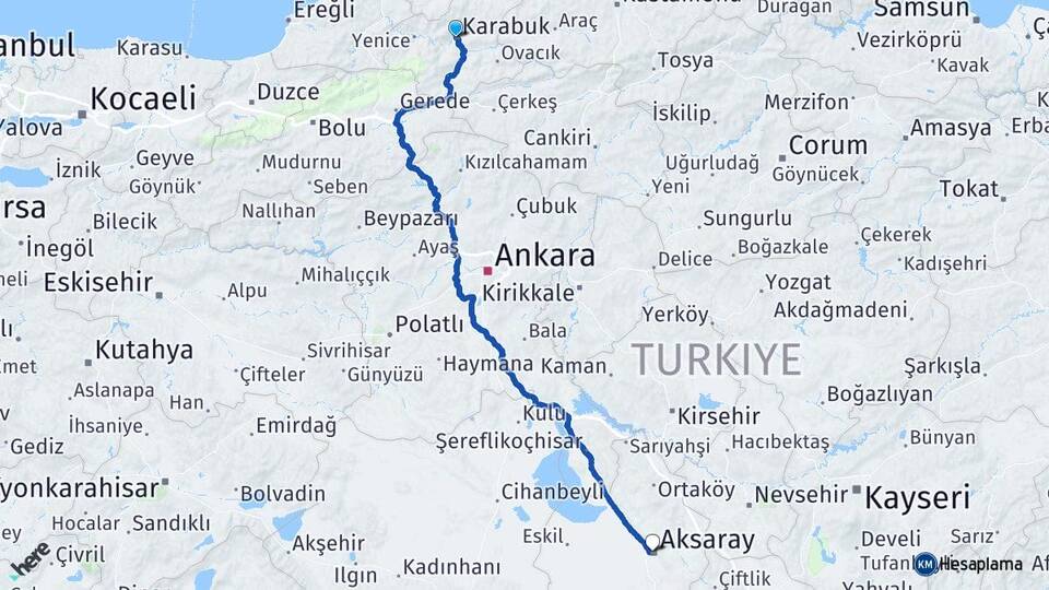 Karabük Güzelcehisar Bartın Arası Kaç Km - Yol Haritası