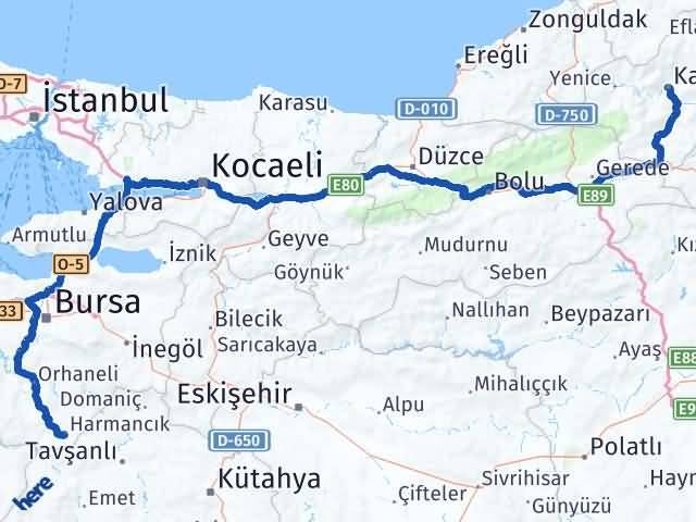 Karabük Harmancık Bursa Arası Kaç Km - Yol Haritası