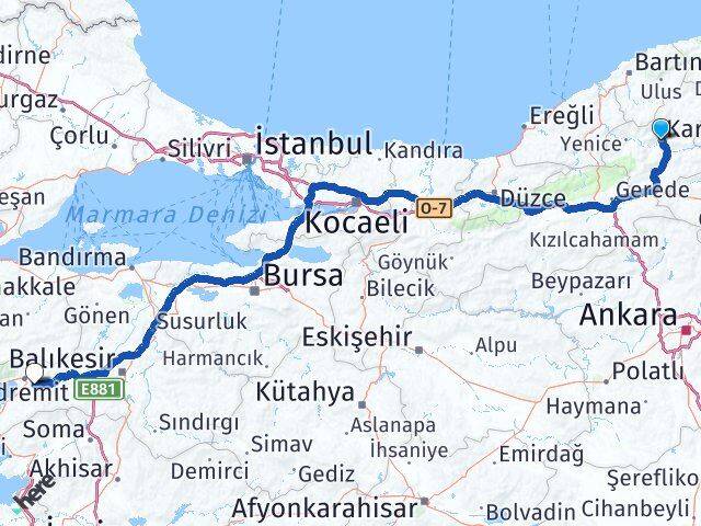 Karabük Havran Balıkesir Arası Kaç Km - Yol Haritası