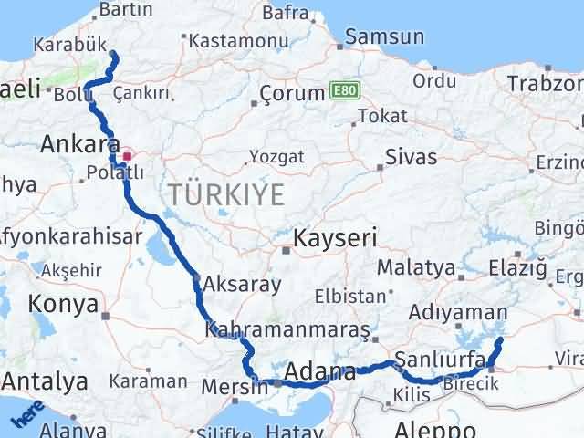 Karabük Hilvan Şanlıurfa Arası Kaç Km - Yol Haritası