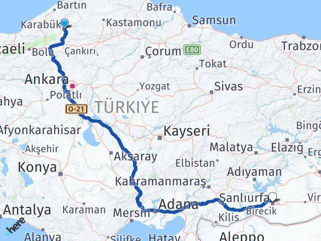Karabük Karaköprü Şanlıurfa Arası Kaç Km - Yol Haritası