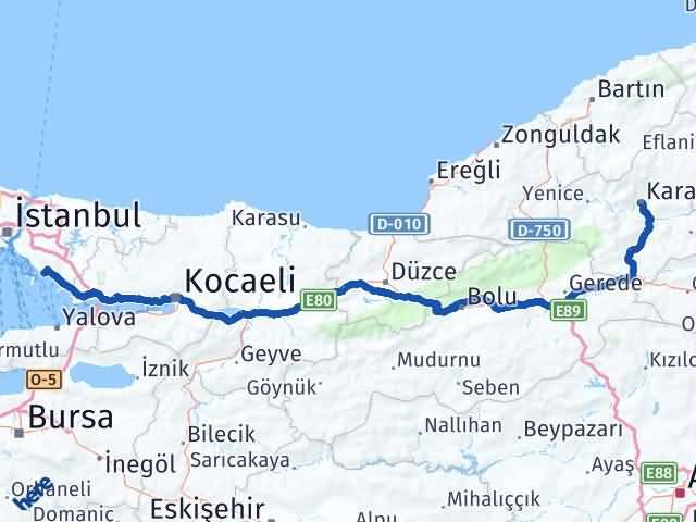 Karabük Kartal İstanbul Arası Kaç Km - Yol Haritası