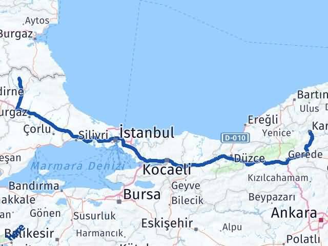 Karabük Kofçaz Kırklareli Arası Kaç Km - Yol Haritası