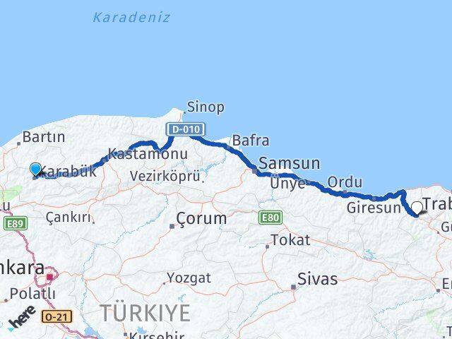 Karabük Kürtün Gümüşhane Arası Kaç Km - Yol Haritası
