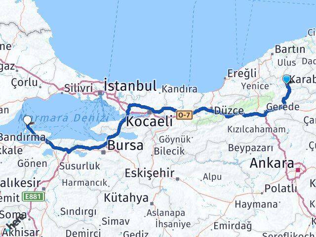 Karabük Marmara Balıkesir Arası Kaç Km - Yol Haritası
