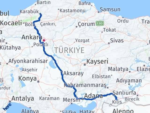 Karabük Oğuzeli Gaziantep Arası Kaç Km - Yol Haritası