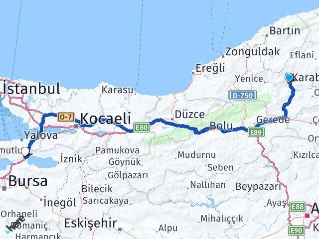 Karabük Orhangazi Bursa Arası Kaç Km - Yol Haritası