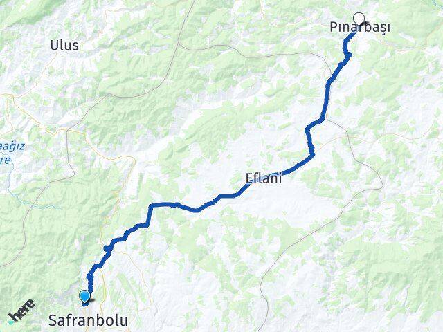 Karabük Safranbolu Esentepe Pınarbaşı Kastamonu Arası Kaç Km - Yol Haritası