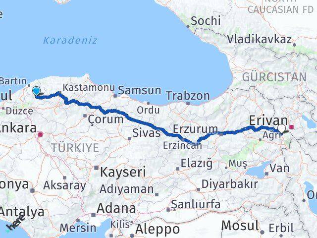 Karabük Safranbolu Iğdır Arası Kaç Km - Yol Haritası