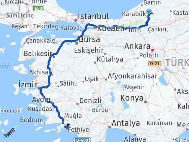 Karabük Safranbolu Muğla Arası Kaç Km - Yol Haritası