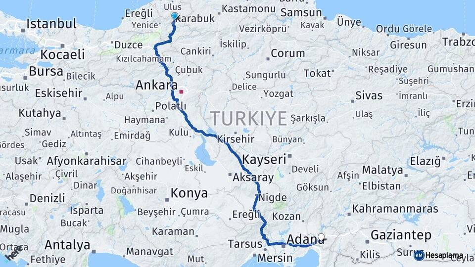 Karabük Safranbolu Osmaniye Arası Kaç Km - Yol Haritası