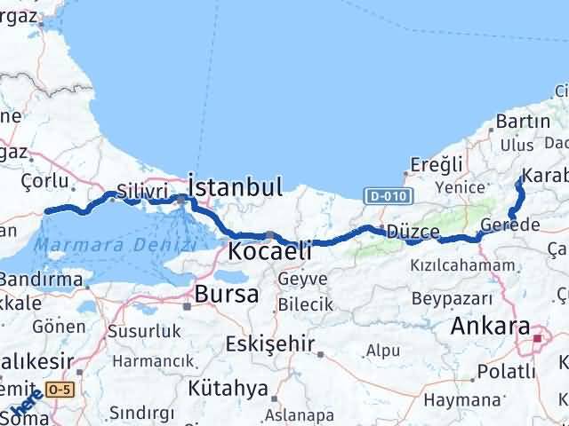 Karabük Safranbolu Tekirdağ Arası Kaç Km - Yol Haritası