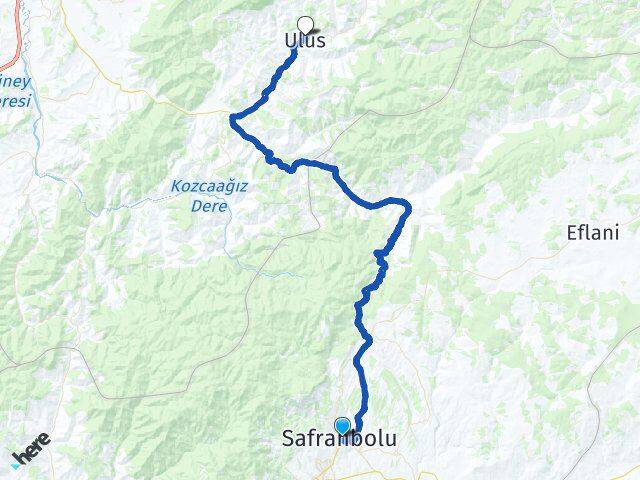 Karabük Safranbolu Ulus Bartın Arası Kaç Km - Yol Haritası