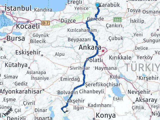 Karabük Şarkikaraağaç Isparta Arası Kaç Km - Yol Haritası