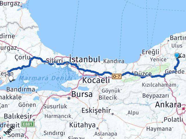 Karabük Şarköy Tekirdağ Arası Kaç Km - Yol Haritası