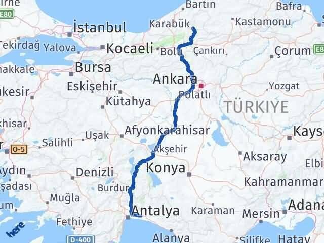 Karabük Serik Antalya Arası Kaç Km - Yol Haritası