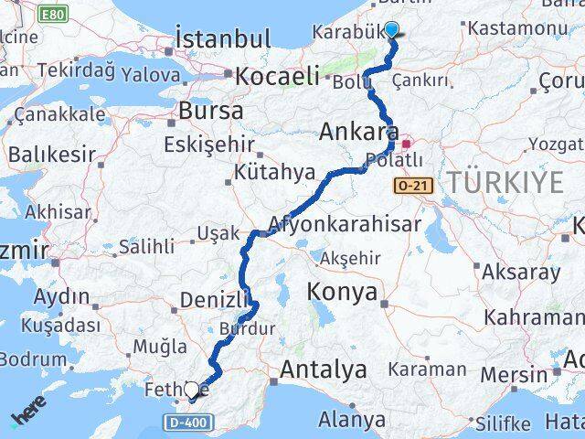 Karabük Seydikemer Muğla Arası Kaç Km - Yol Haritası