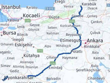 Karabük Sinanpaşa Afyonkarahisar Arası Kaç Km - Yol Haritası