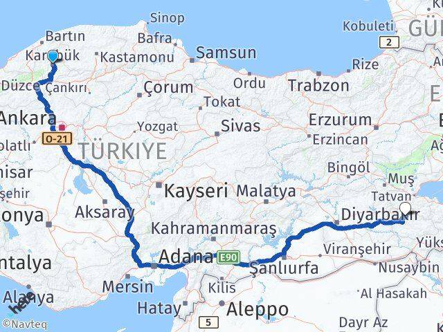 Karabük Şirvan Siirt Arası Kaç Km - Yol Haritası