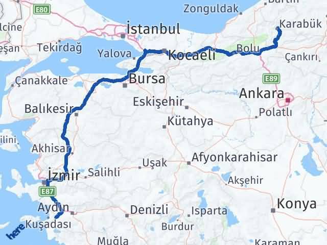 Karabük Söke Aydın Arası Kaç Km - Yol Haritası