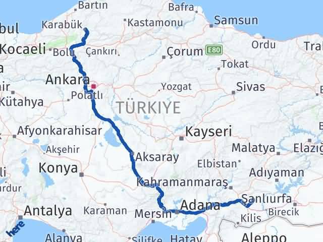 Karabük Yavuzeli Gaziantep Arası Kaç Km - Yol Haritası
