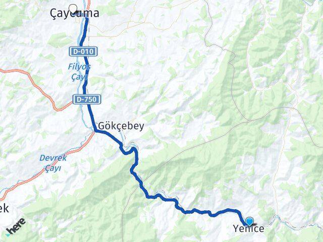 Karabük Yenice Çaycuma Zonguldak Arası Kaç Km - Yol Haritası