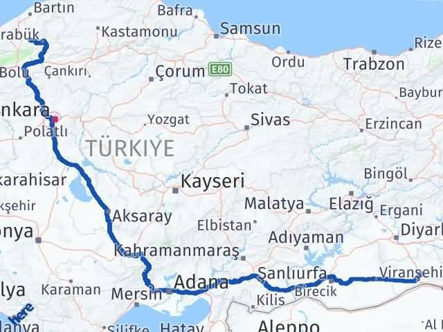 Karabük Yenice Mardin Arası Kaç Km - Yol Haritası