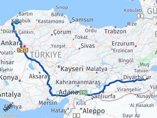Karabük Yenice Siirt Arası Kaç Km - Yol Haritası