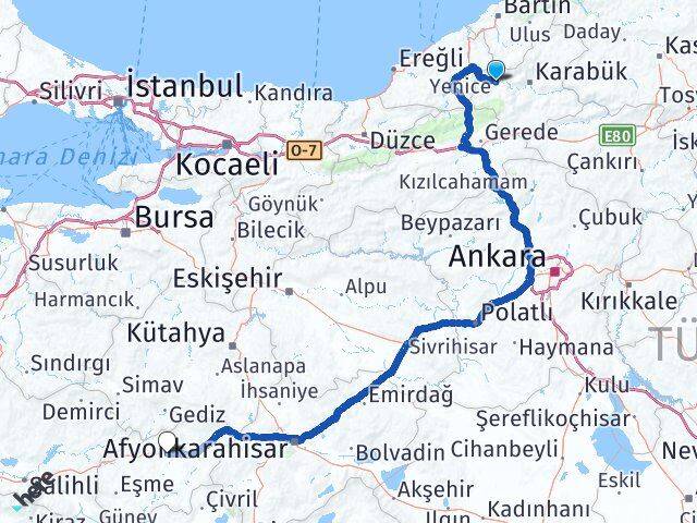 Karabük Yenice Uşak Arası Kaç Km - Yol Haritası