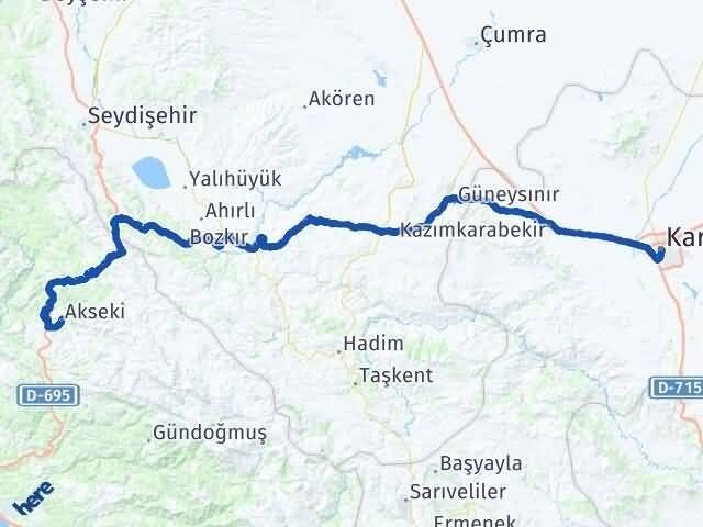 Karaman Akseki Antalya Arası Kaç Km - Yol Haritası