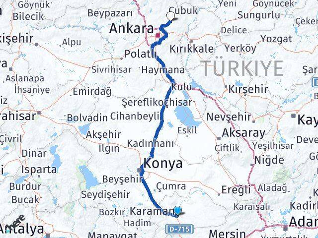 Karaman Akyurt Ankara Arası Kaç Km - Yol Haritası