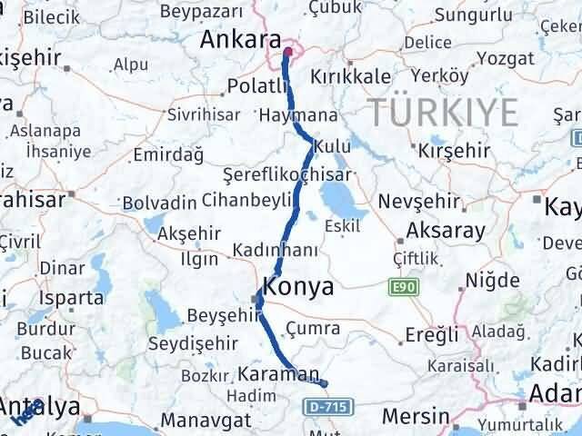 Karaman Altındağ Ankara Arası Kaç Km - Yol Haritası