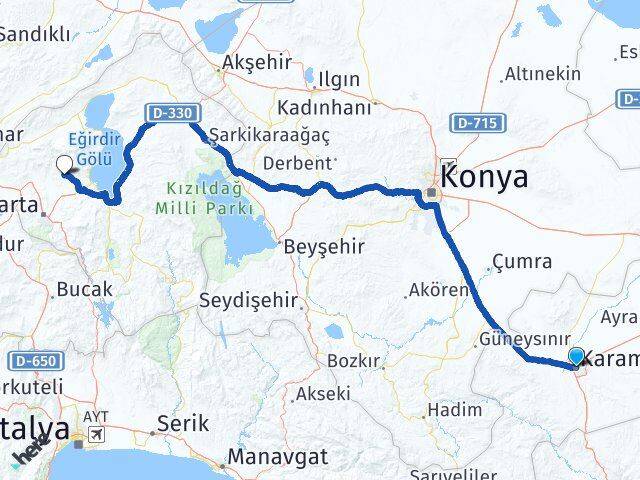 Karaman Atabey Isparta Arası Kaç Km - Yol Haritası