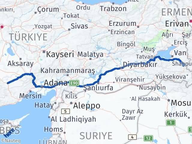 Karaman Başkale Van Arası Kaç Km - Yol Haritası