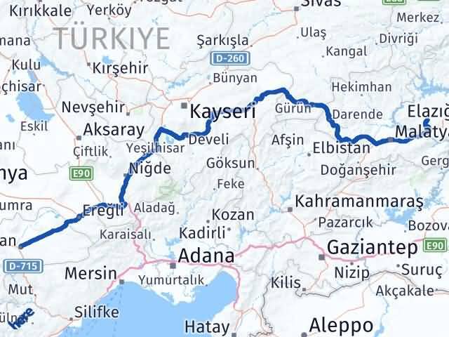 Karaman Baskil Elazığ Arası Kaç Km - Yol Haritası