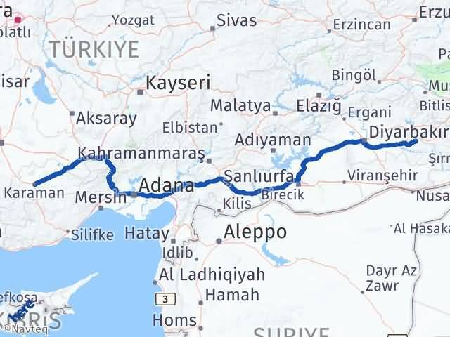 Karaman Beşiri Batman Arası Kaç Km - Yol Haritası