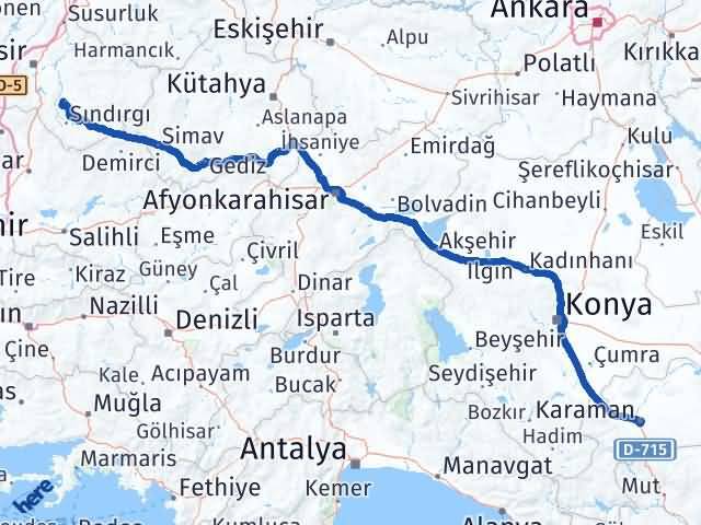 Karaman Bigadiç Balıkesir Arası Kaç Km - Yol Haritası