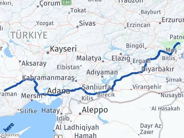 Karaman Bulanık Muş Arası Kaç Km - Yol Haritası