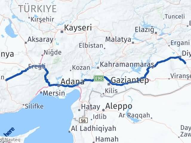 Karaman Çınar Diyarbakır Arası Kaç Km - Yol Haritası