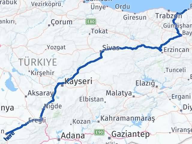 Karaman Derepazarı Rize Arası Kaç Km - Yol Haritası